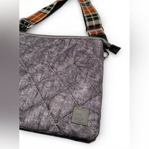 IHKWIP The Trio Trapeze Crossbody With Plaid Strap - Charcoal Denim - NWOT